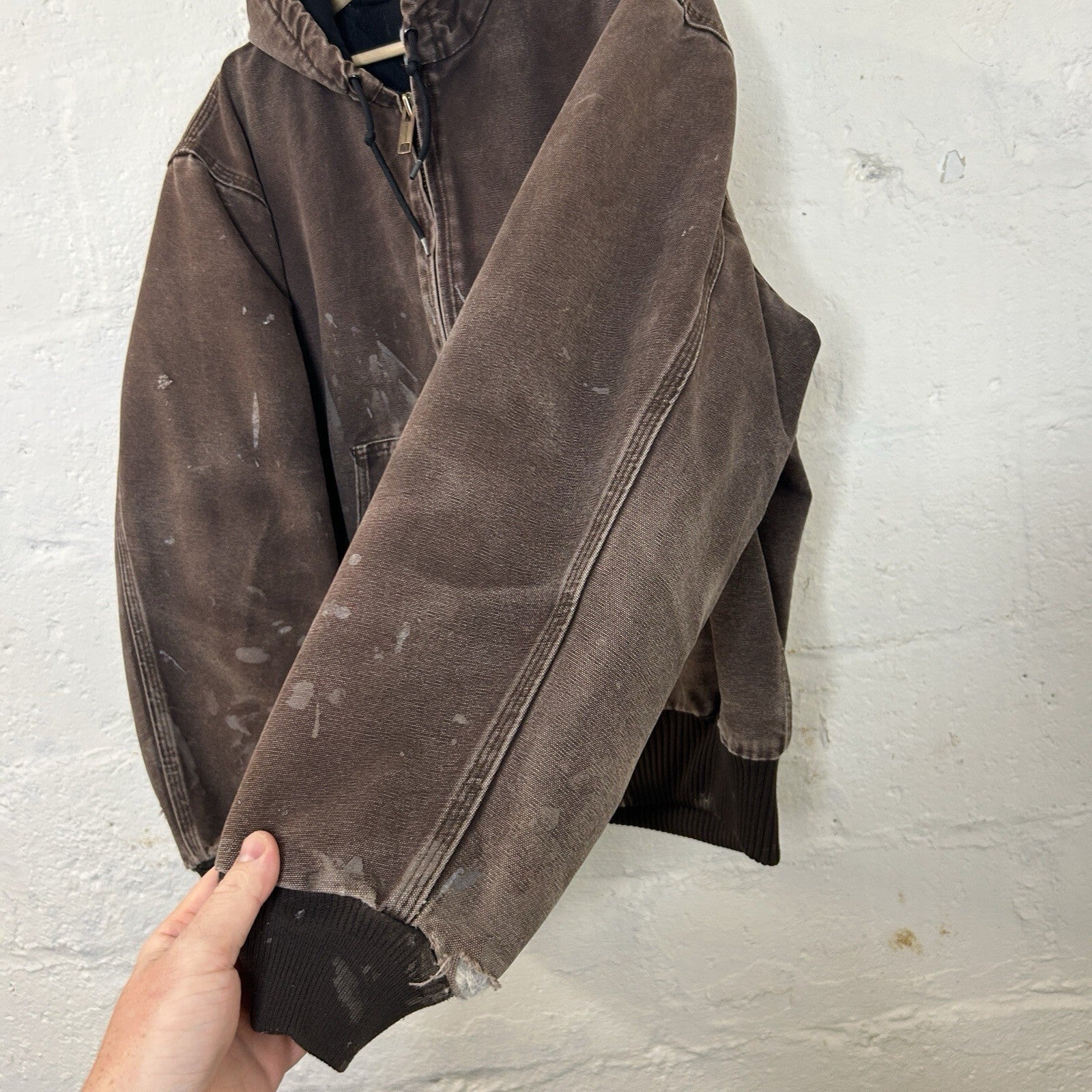 Vintage Faded Carhartt Hooded Active Jacket “Dark Brown” J130 DKB Men’s Large