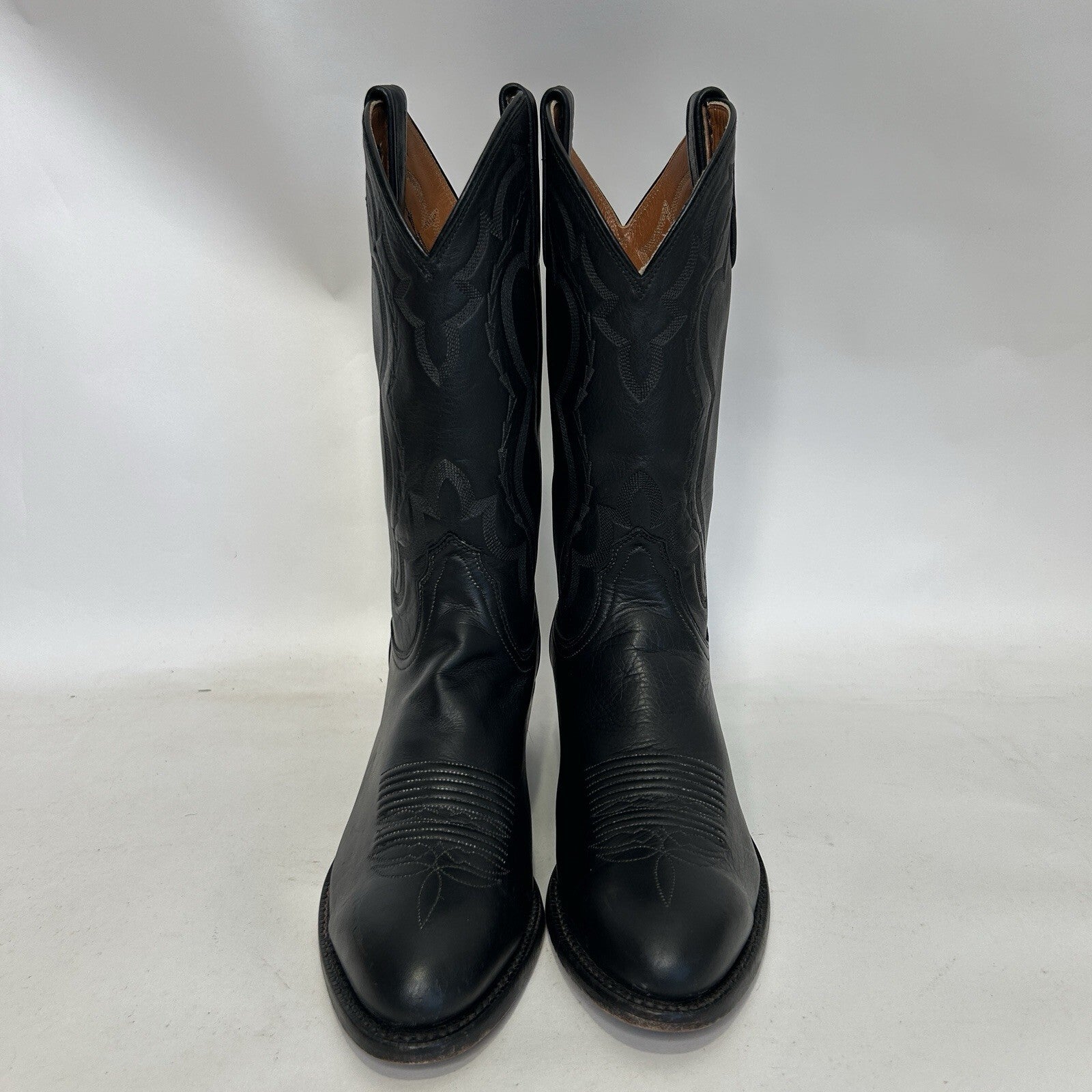 Vintage Lucchese 2000 Genuine Elk Western Cowboy Boots “Black” Men’s 8.5D