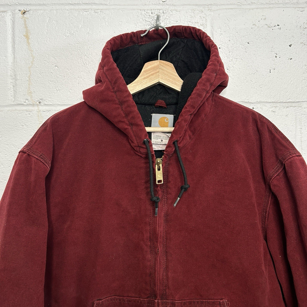 Vintage Carhartt Quilted Hooded Active Jacket “Crimson Red” J130 CRI Men’s Large