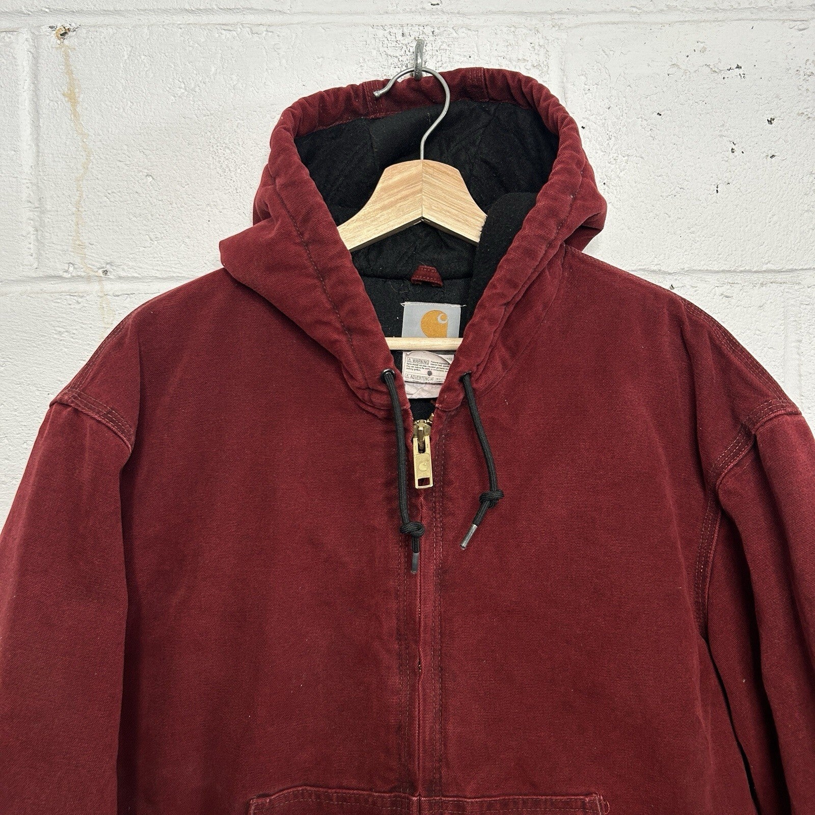Vintage Carhartt Quilted Hooded Active Jacket “Crimson Red” J130 CRI Men’s Large