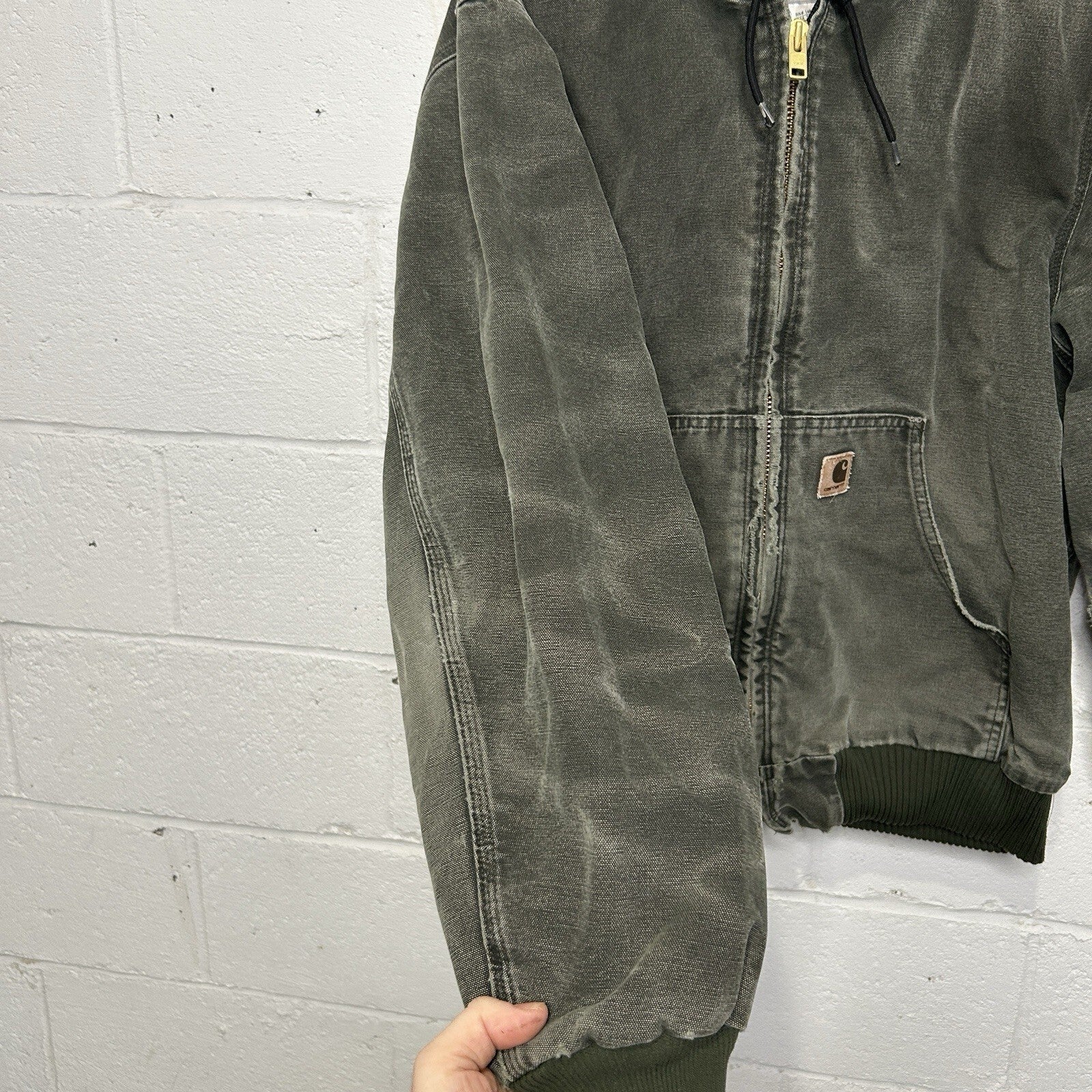 Vintage Carhartt Quilted Hooded Active Jacket “Moss Green” J130 MOS Men’s Large