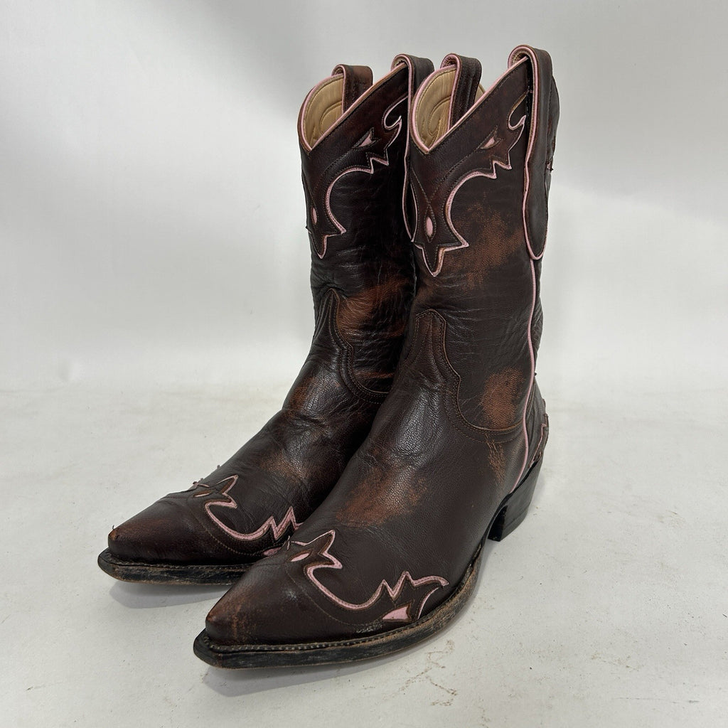 Vintage Old Gringo Villa Distressed Western Cowboy Boots “Brown Pink Women’s 8B