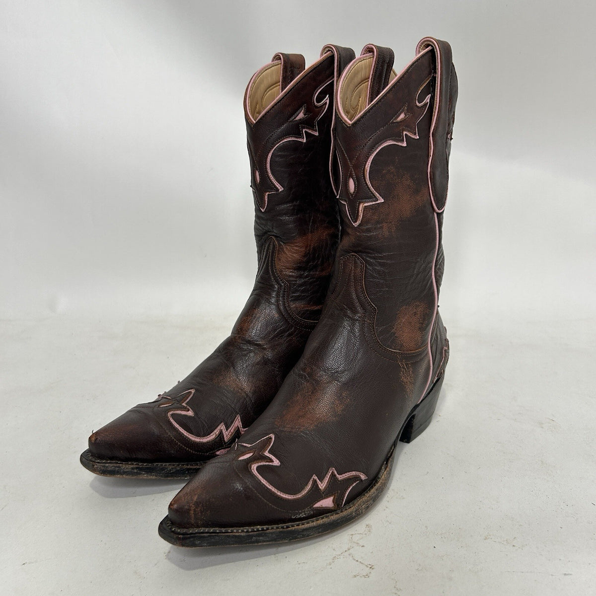 Vintage Old Gringo Villa Distressed Western Cowboy Boots “Brown Pink Women’s 8B
