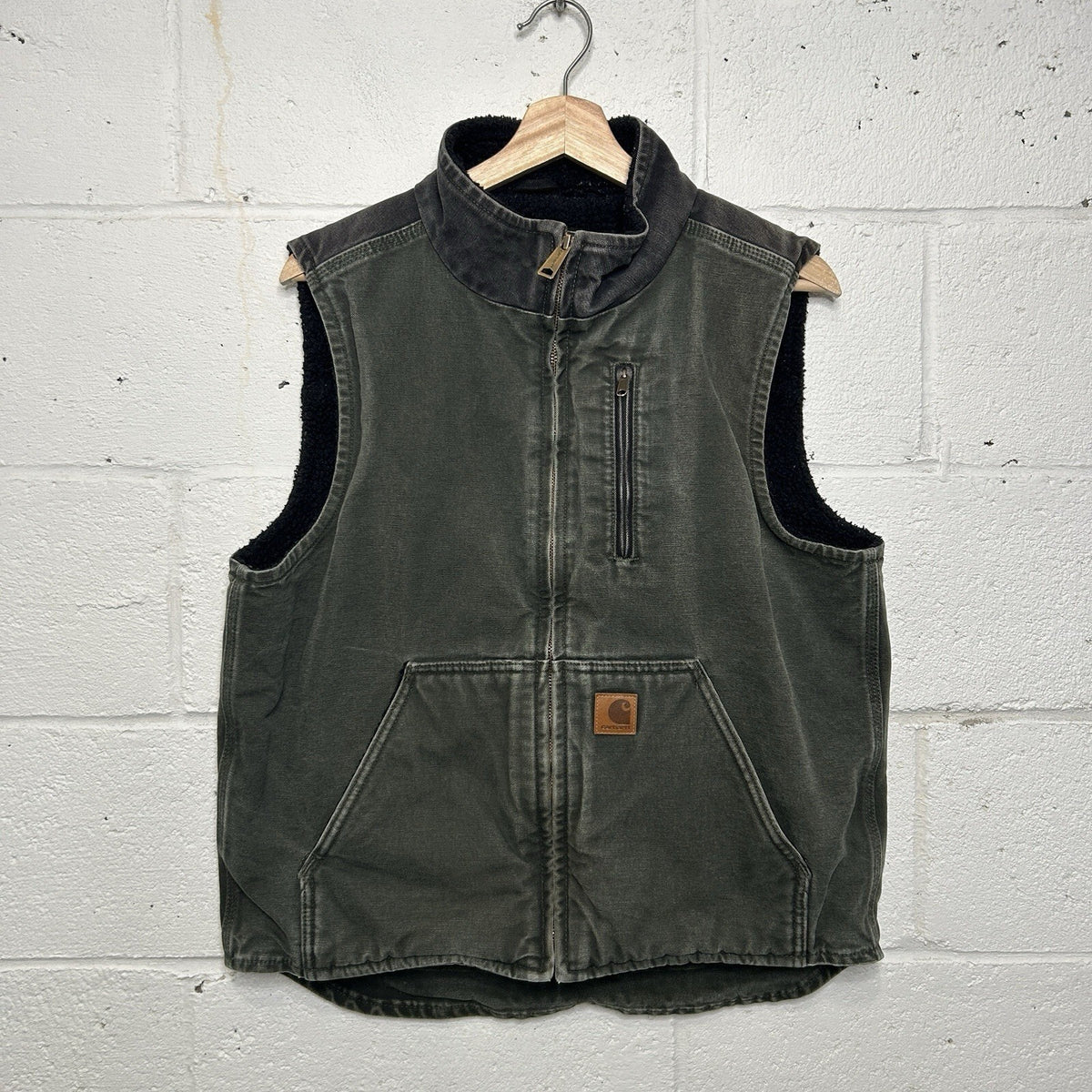 Carhartt Sandstone Sherpa-Lined Mock Neck Vest “Moss Green” V33-355 Men’s Medium