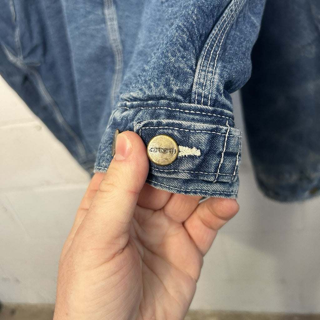 Vintage Carhartt Aztec Pile-Lined Denim Chore Jacket “Darkstone” JP1088 Men’s XL