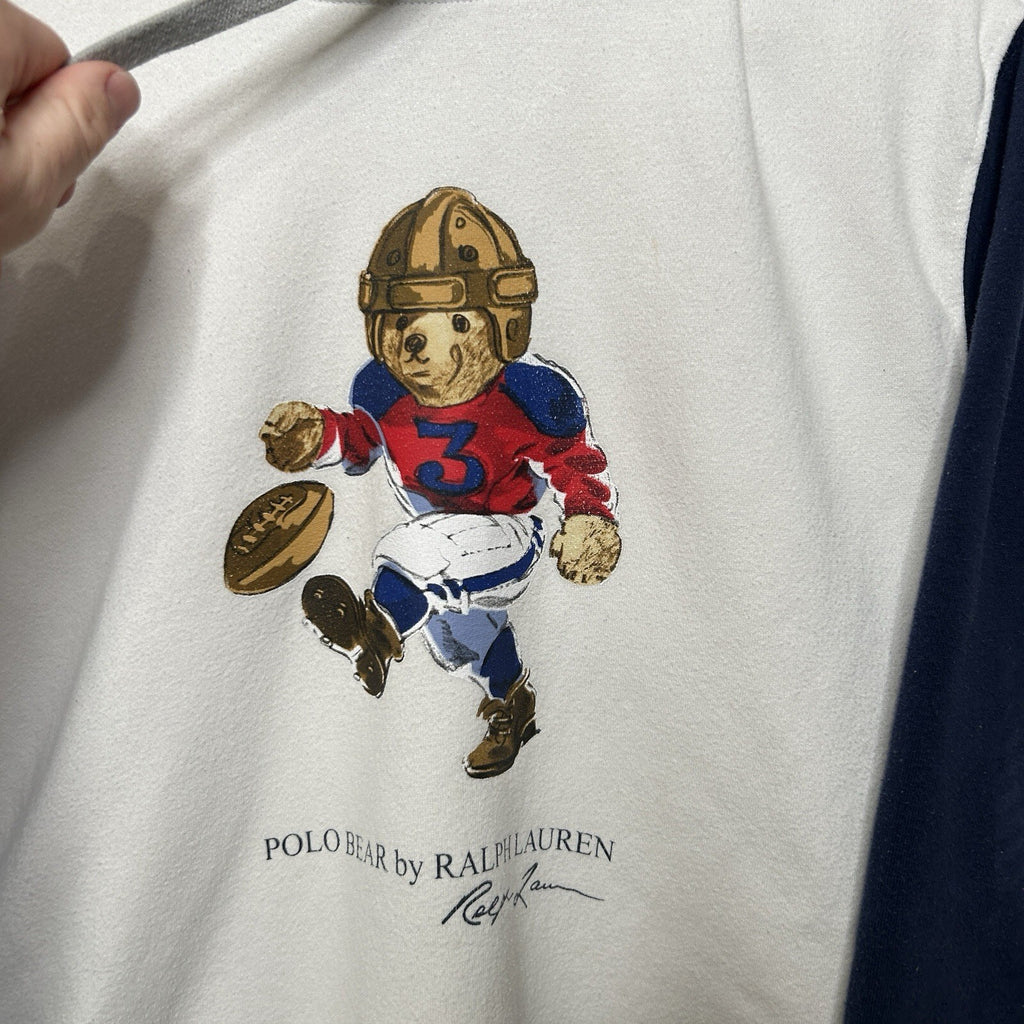 Polo Ralph Lauren Bear Super Bowl Football Colorblocked Fleece Sweatshirt Hoodie