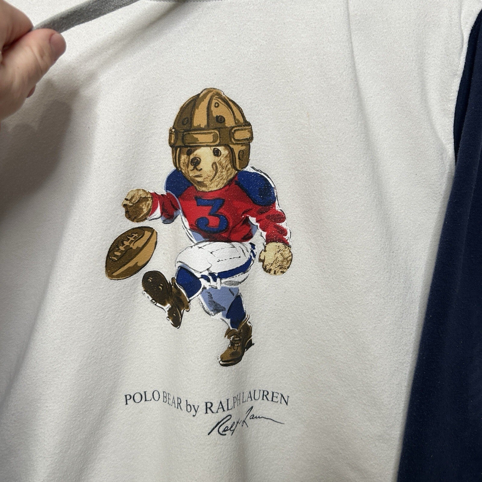 Polo Ralph Lauren Bear Super Bowl Football Colorblocked Fleece Sweatshirt Hoodie
