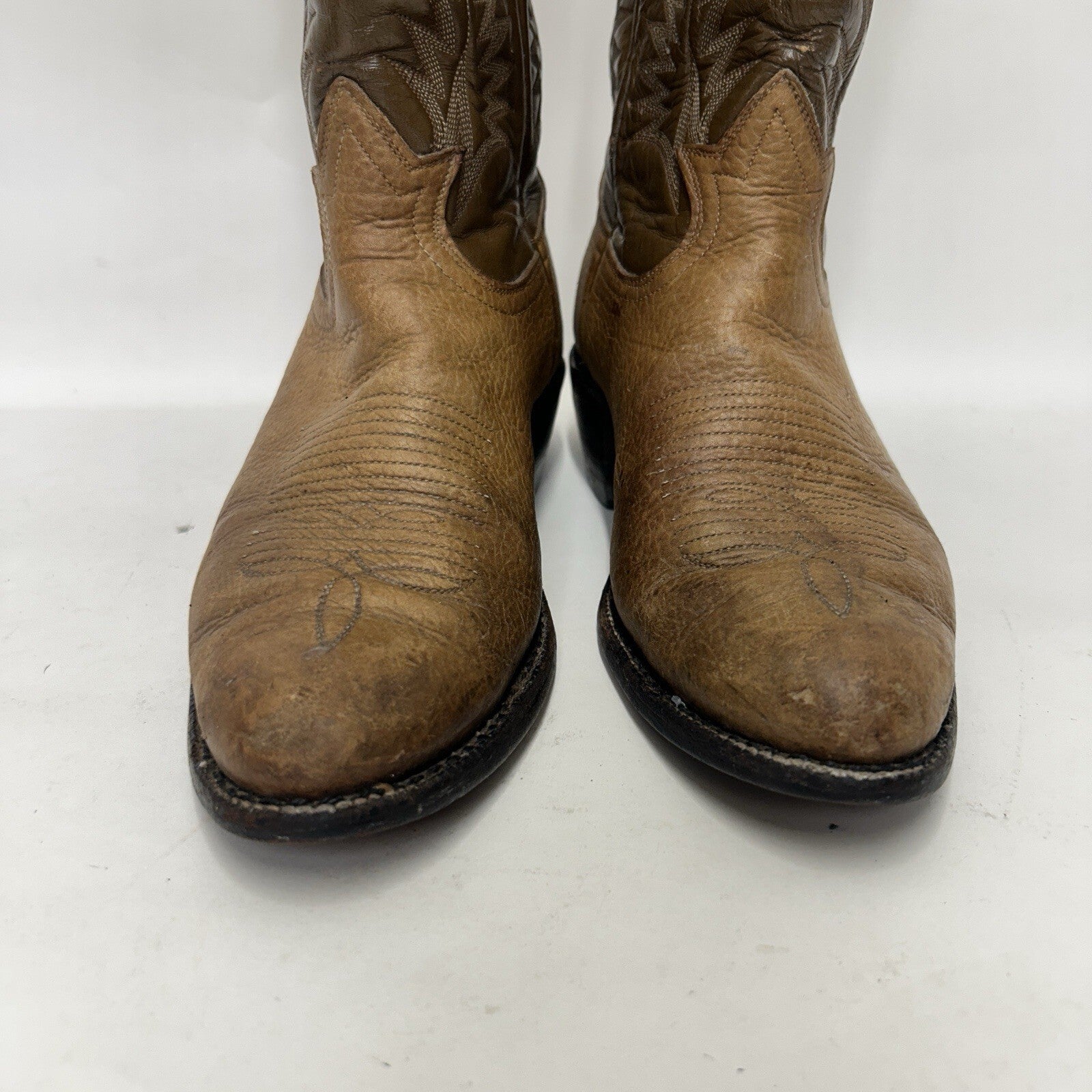 Vintage Tony Lama Two-Tone Western Cowboy Boots Gold Label Bullhide Men’s 8.5D