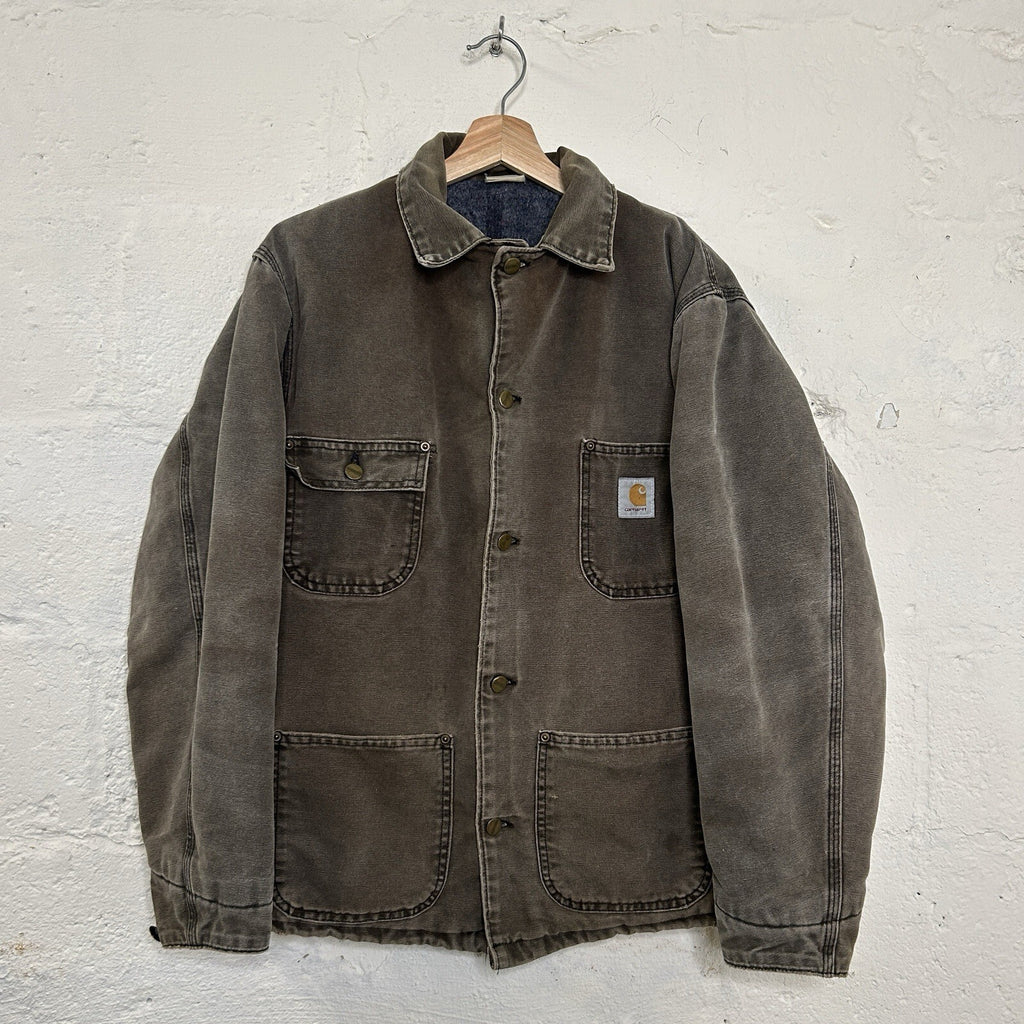 Vintage Faded Carhartt Blanket-Lined Chore Coat “Chestnut” CB182 Men’s Large