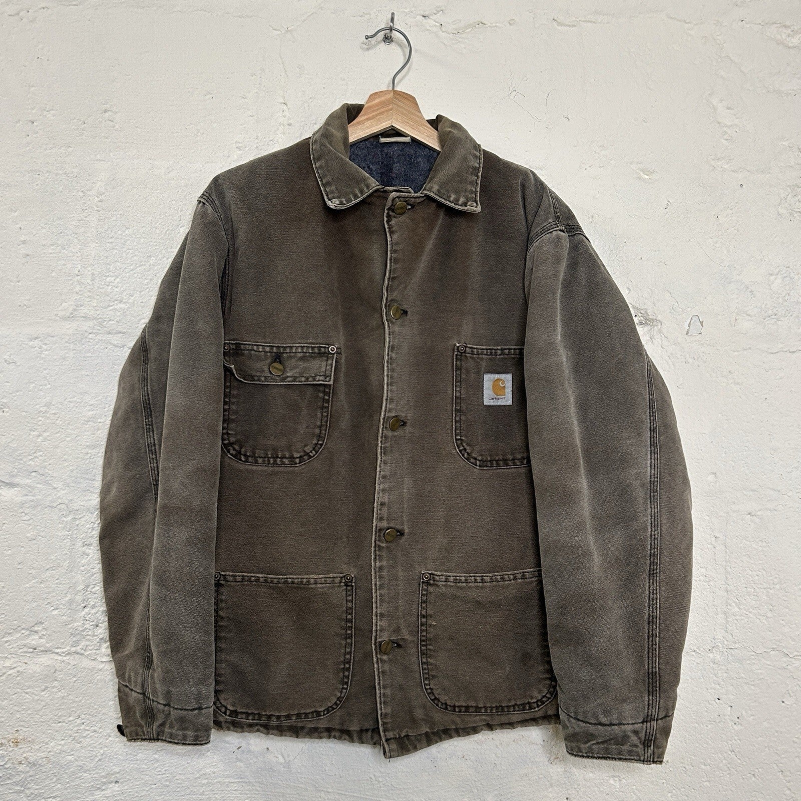 Vintage Faded Carhartt Blanket-Lined Chore Coat “Chestnut” CB182 Men’s Large