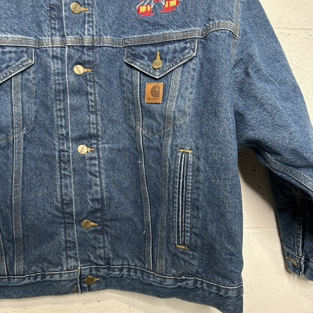 Vintage Carhartt Blanket-Lined Denim Trucker Jacket “Darkstone” J11DST Men’s XL