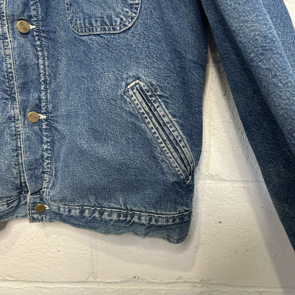 Vintage Carhartt Aztec Pile-Lined Denim Chore Jacket “Darkstone” JP1088 Men’s XL