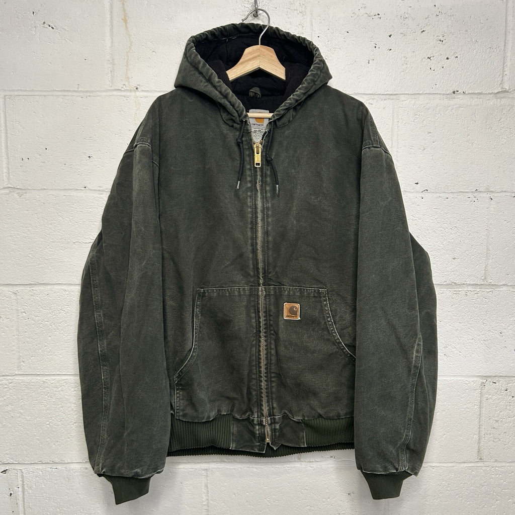 Vintage Carhartt Quilted Hooded Active Jacket “Moss” J130 MOS Men’s X-Large