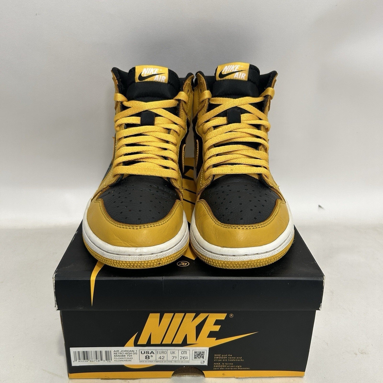 Nike Air Jordan 1 Retro High OG “Pollen” 555088-701 Men’s 8.5 Worn