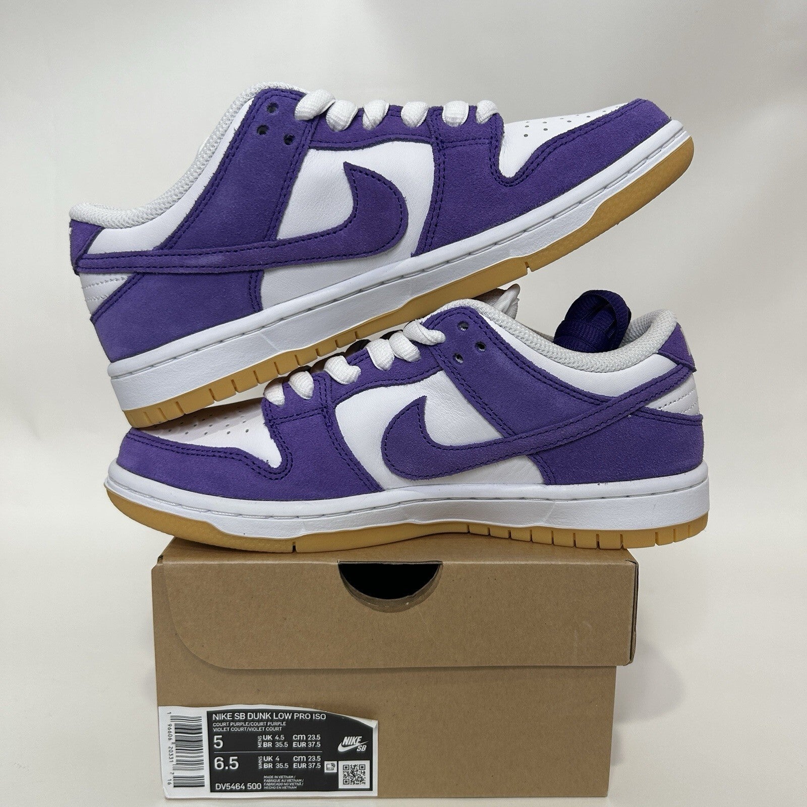 Nike SB Dunk Low Pro ISO Orange Label “Court Purple Gum” DV5464-500 Men's 5