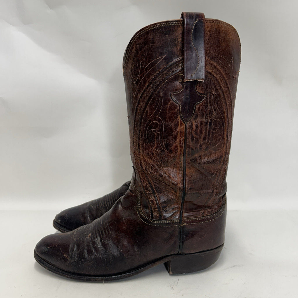 Vintage Lucchese Western Cowboy Boots Goat “Brown” Men’s 8.5EE Needs Repair