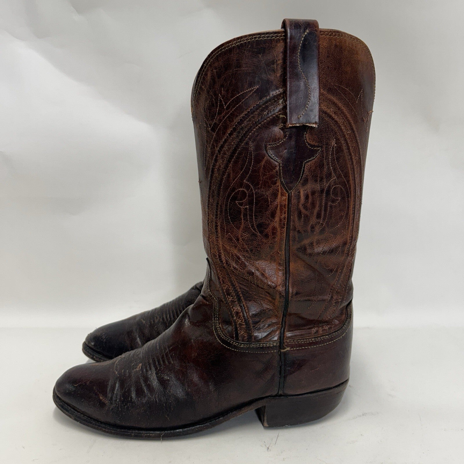 Vintage Lucchese Western Cowboy Boots Goat “Brown” Men’s 8.5EE Needs Repair