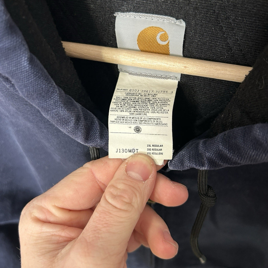 Vintage Carhartt Hooded Active Jacket “Midnight Blue” J130 MDT Men’s 2XL