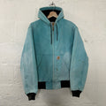 Vintage Faded Carhartt Mesh-Lined Hooded Active Jacket “Teal” JR441 Men’s Small