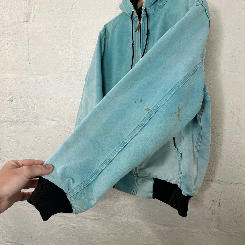 Vintage Faded Carhartt Mesh-Lined Hooded Active Jacket “Teal” JR441 Men’s Small