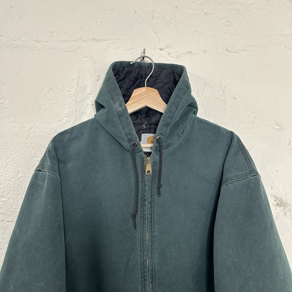 Vintage Carhartt Quilted Hooded Active Jacket “Hunter Green” J06 HTG Men’s XL