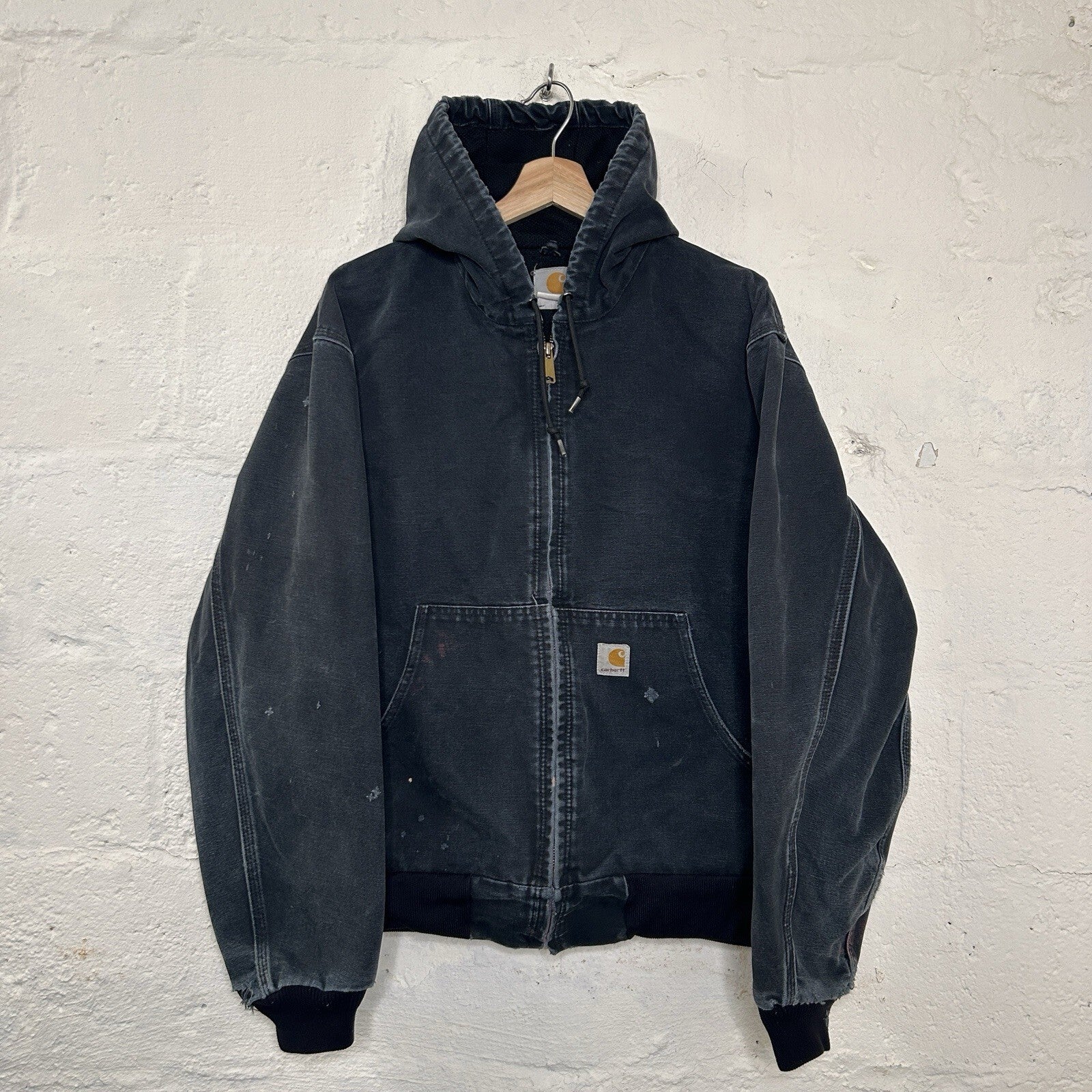 Faded Thrashed Carhartt Thermal Hooded Active Jacket “Black” J131 BLK Men’s LRG