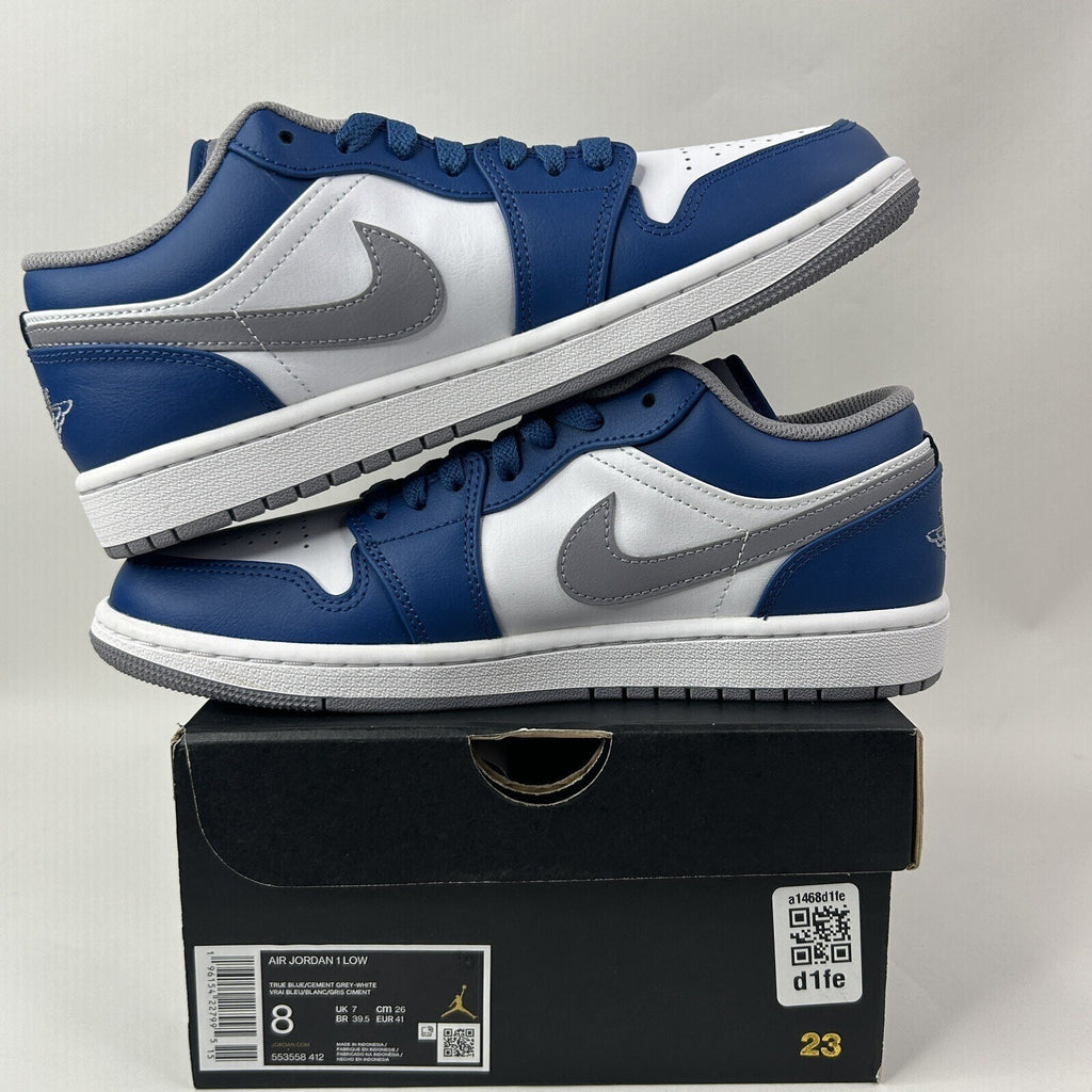 Nike Air Jordan 1 Retro Low “True Blue/Cement Grey” 553558-412 Men’s 8 New