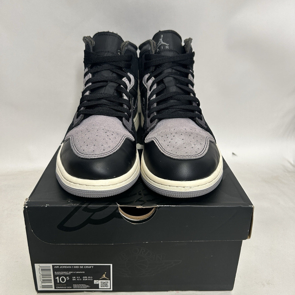Nike Air Jordan 1 Mid Craft Inside Out “Black Cement Grey”