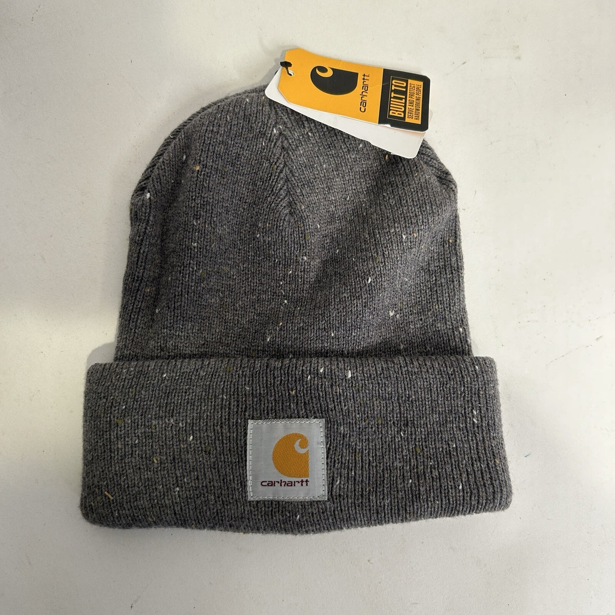 Carhartt Anglistic Speckled Fold Over Beanie “Heather Grey” One Size New