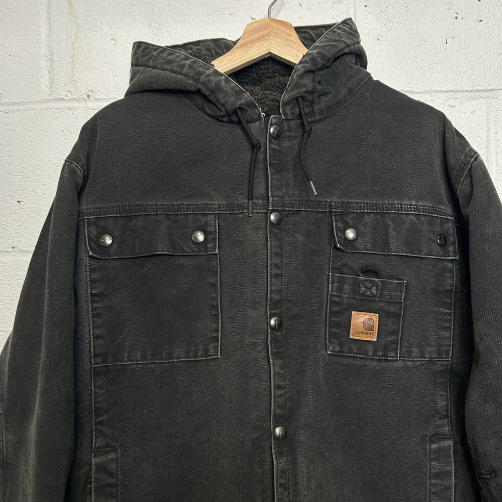 Y2K Carhartt Sandstone Hooded Multi-Pocket Jacket “Black” J284 BLK Men’s Large