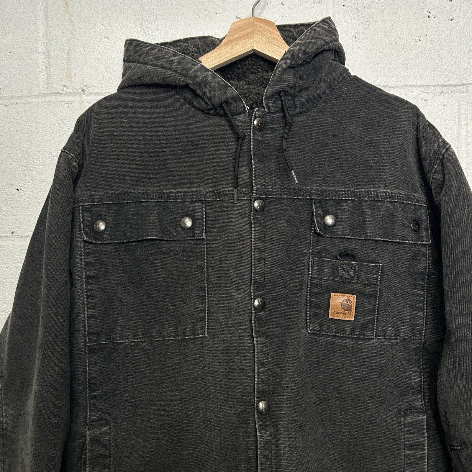 Y2K Carhartt Sandstone Hooded Multi-Pocket Jacket “Black” J284 BLK Men’s Large