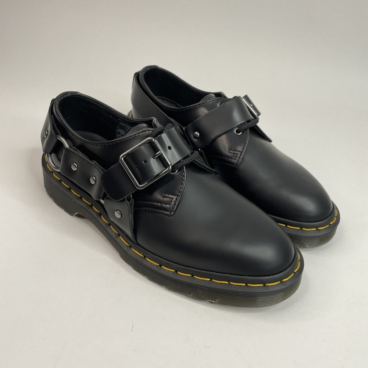Doc Dr. Martens Henree Oxfords Womens Size 6 Black Leather Harness Buckle New