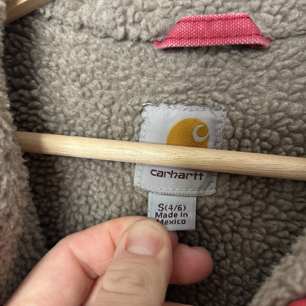 Y2K Carhartt Sherpa-Lined Hooded Detroit Jacket “Crabapple” WJ141 624 Women’s S