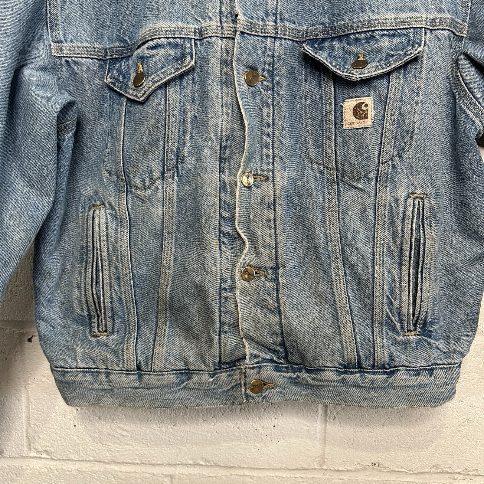 Vintage Carhartt Blanket-Lined Denim Trucker Jacket “Lightwash” JB0908 Men’s L