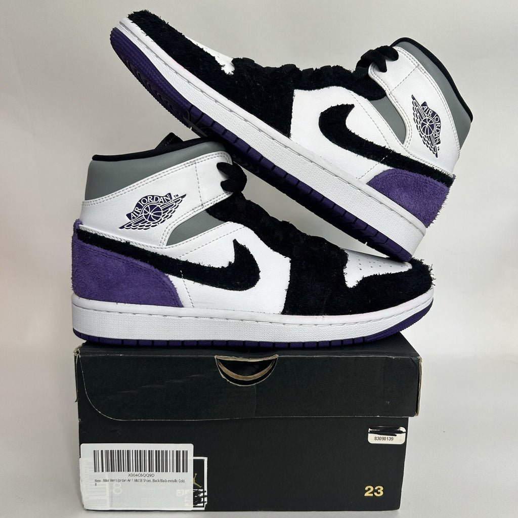 Nike Air Jordan 1 Mid SE "Varsity Purple" White 852542-105 Men's 8 New