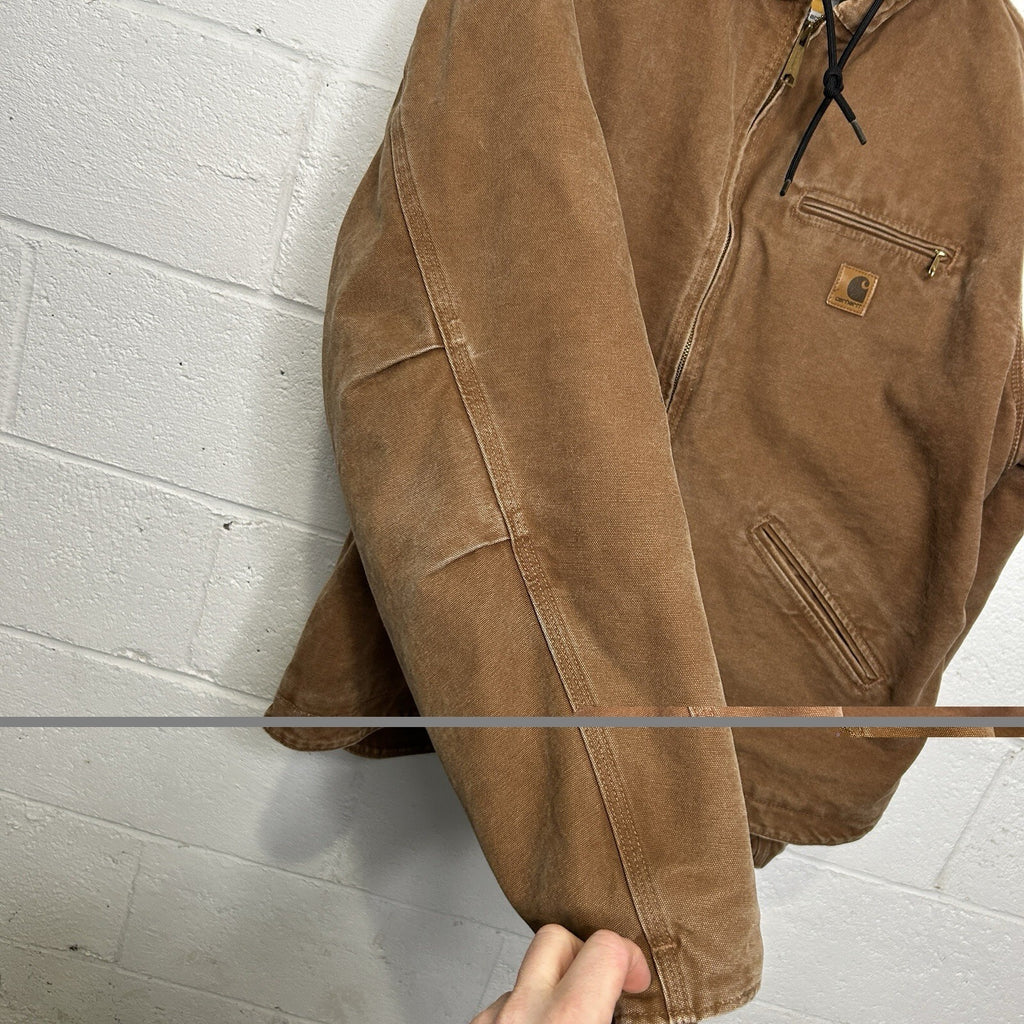 Y2K Carhartt Sherpa-Lined Hooded Detroit Jacket “Brown” J141 BRN Men’s X-Large