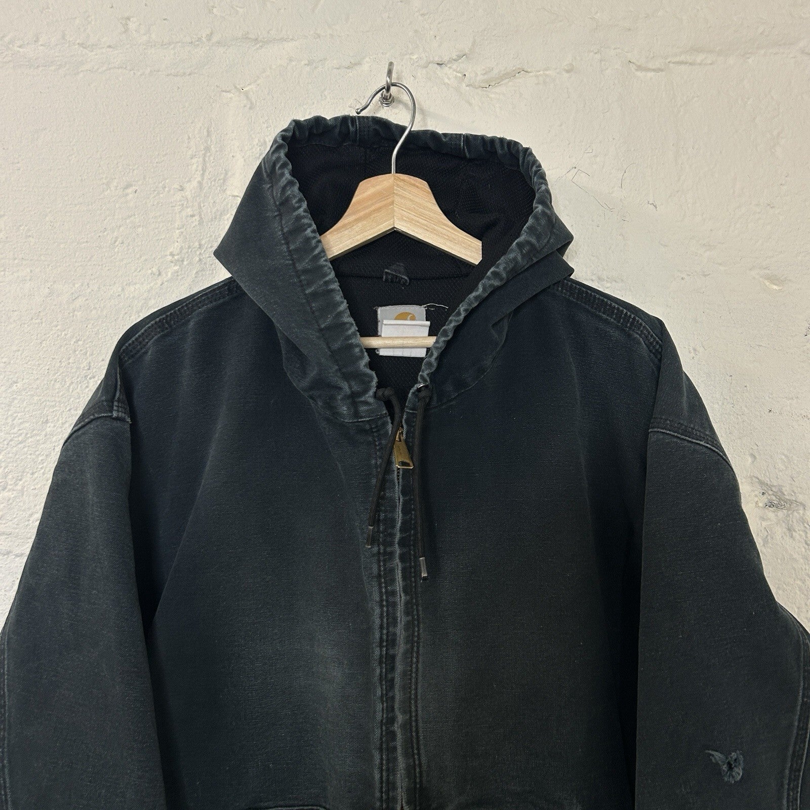 Faded Thrashed Carhartt Thermal Hooded Active Jacket “Black” J131 BLK Men’s 2XL