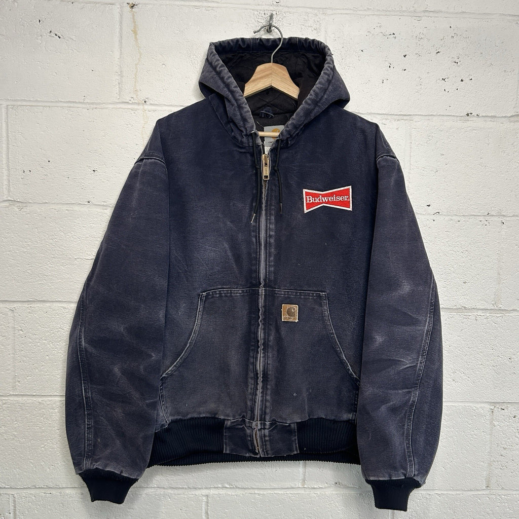 Vintage Carhartt Hooded Active Jacket “Midnight Blue” J130 MDT Men’s Large