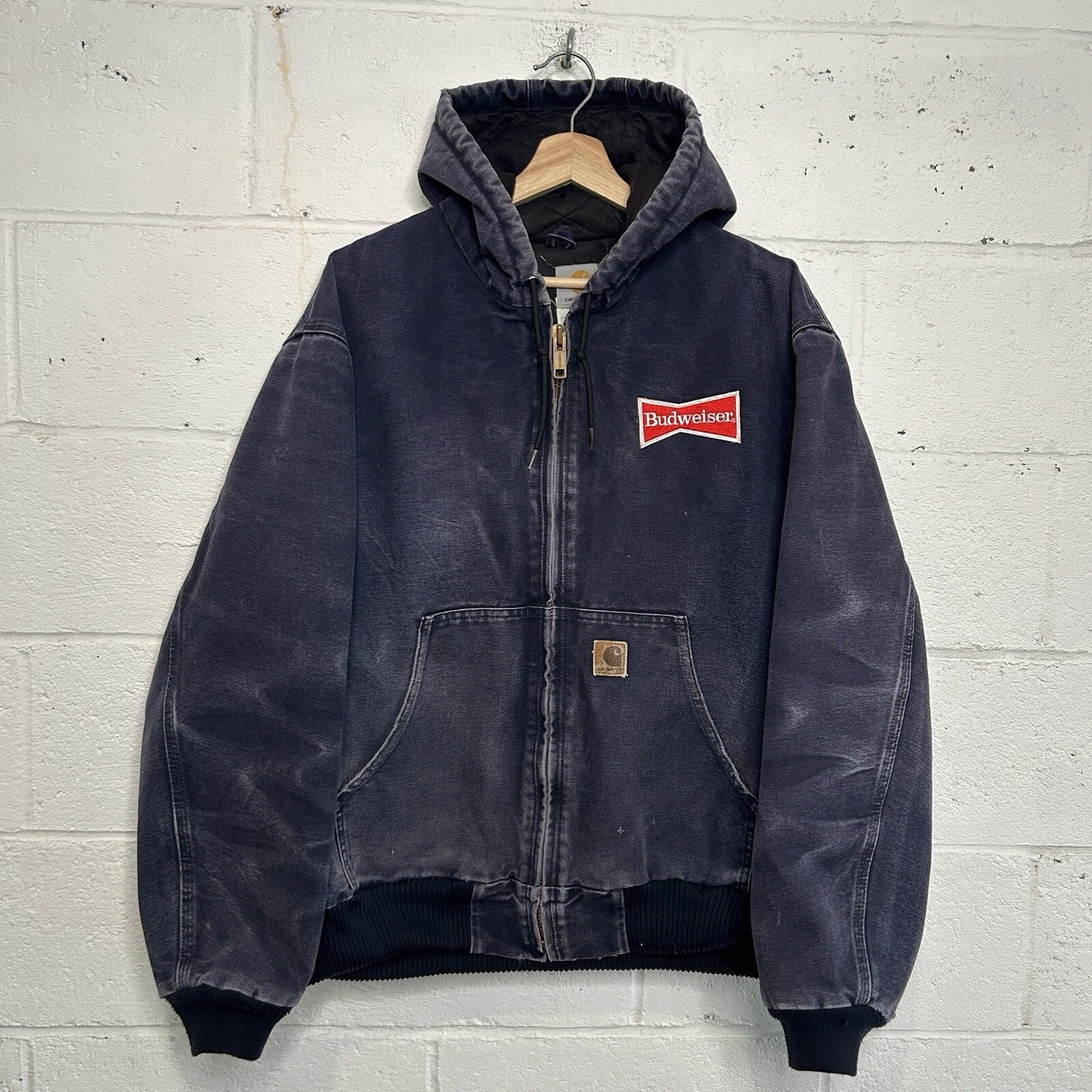 Vintage Carhartt Hooded Active Jacket “Midnight Blue” J130 MDT Men’s Large