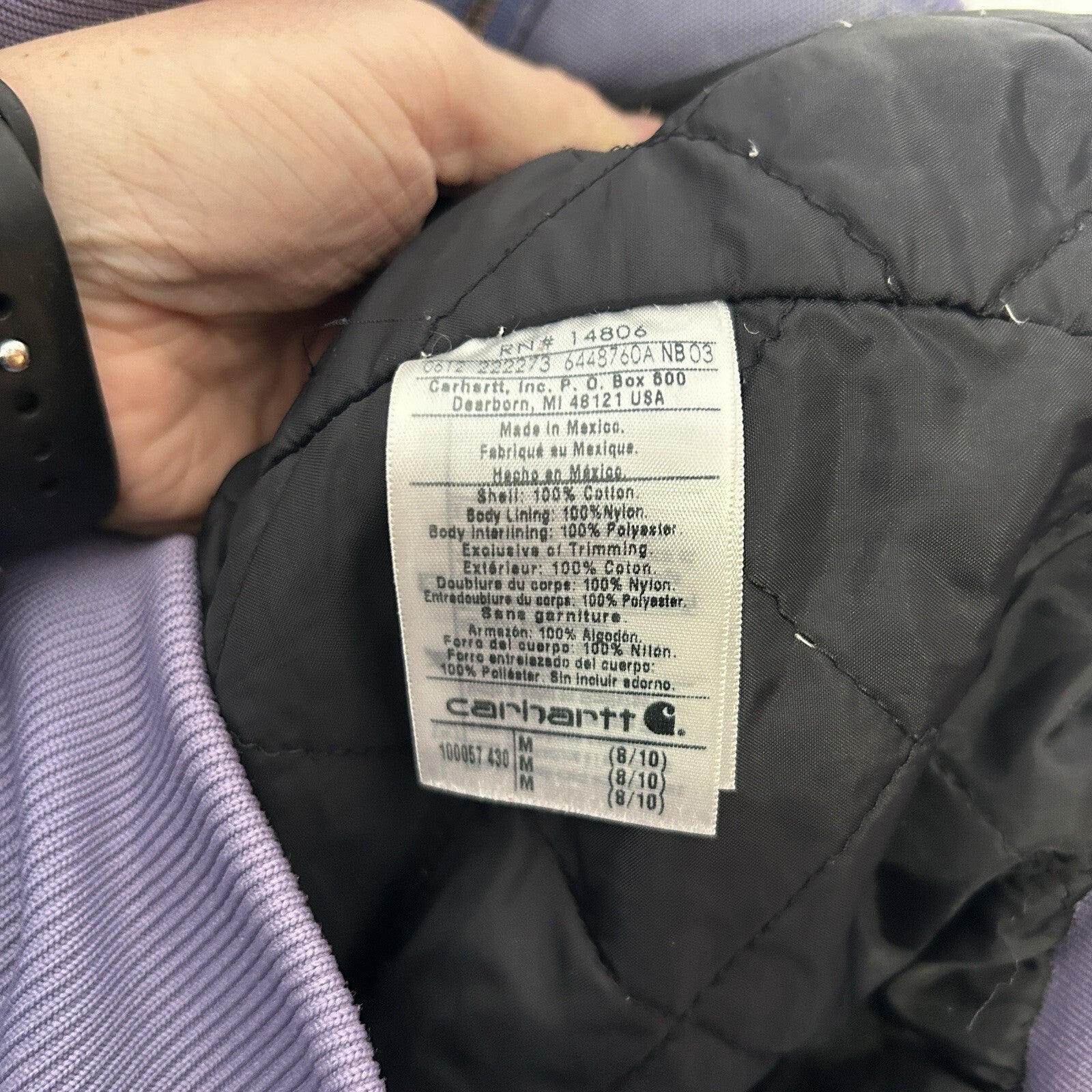 Carhartt Quilt-Lined Hooded Active Jacket “Periwinkle” 100057-430 Women’s Medium