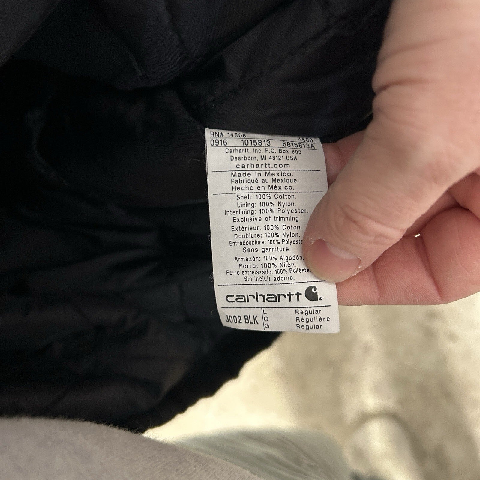 Vintage Carhartt Quilt-Lined Artic Jacket “Black” J002 BLK Men’s Large