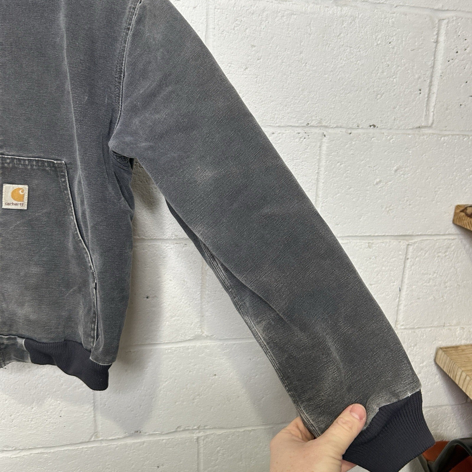 Vintage Carhartt Quilted Hooded Active Jacket “Petrol Gray” Y06 PTL Youth Large