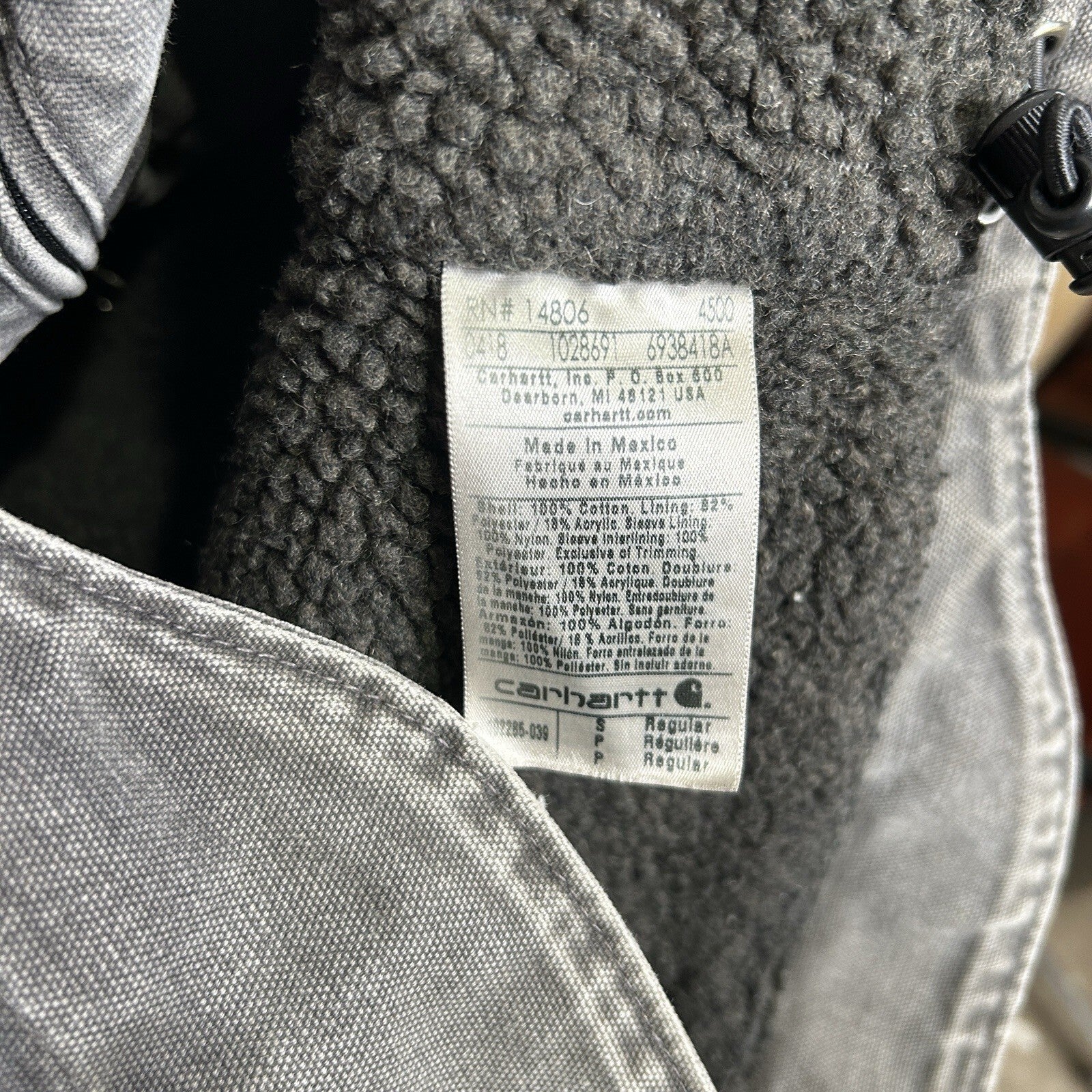 Carhartt Sherpa-Lined Bartlett Hooded Jacket “Gravel Grey” 102285-039 Men’s S