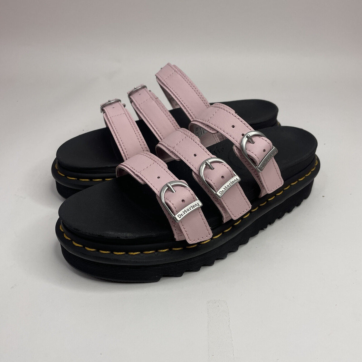 Dr. Martens Blaire Platform Slides Sandals Pink Black AW004 Women Size 7
