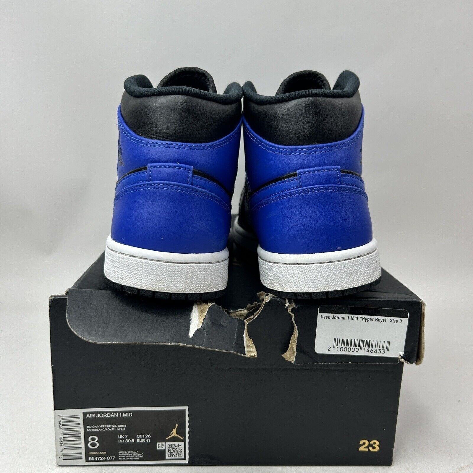 Nike Shoes Air Jordan 1 Mid Retro “Hyper Royal” 554724-077 Men’s 8 Worn