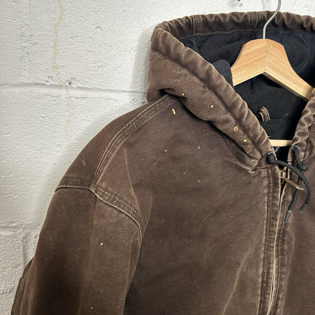Vintage Carhartt Hooded Active Jacket “Dark Brown” J130 DKB Men’s Large Worn