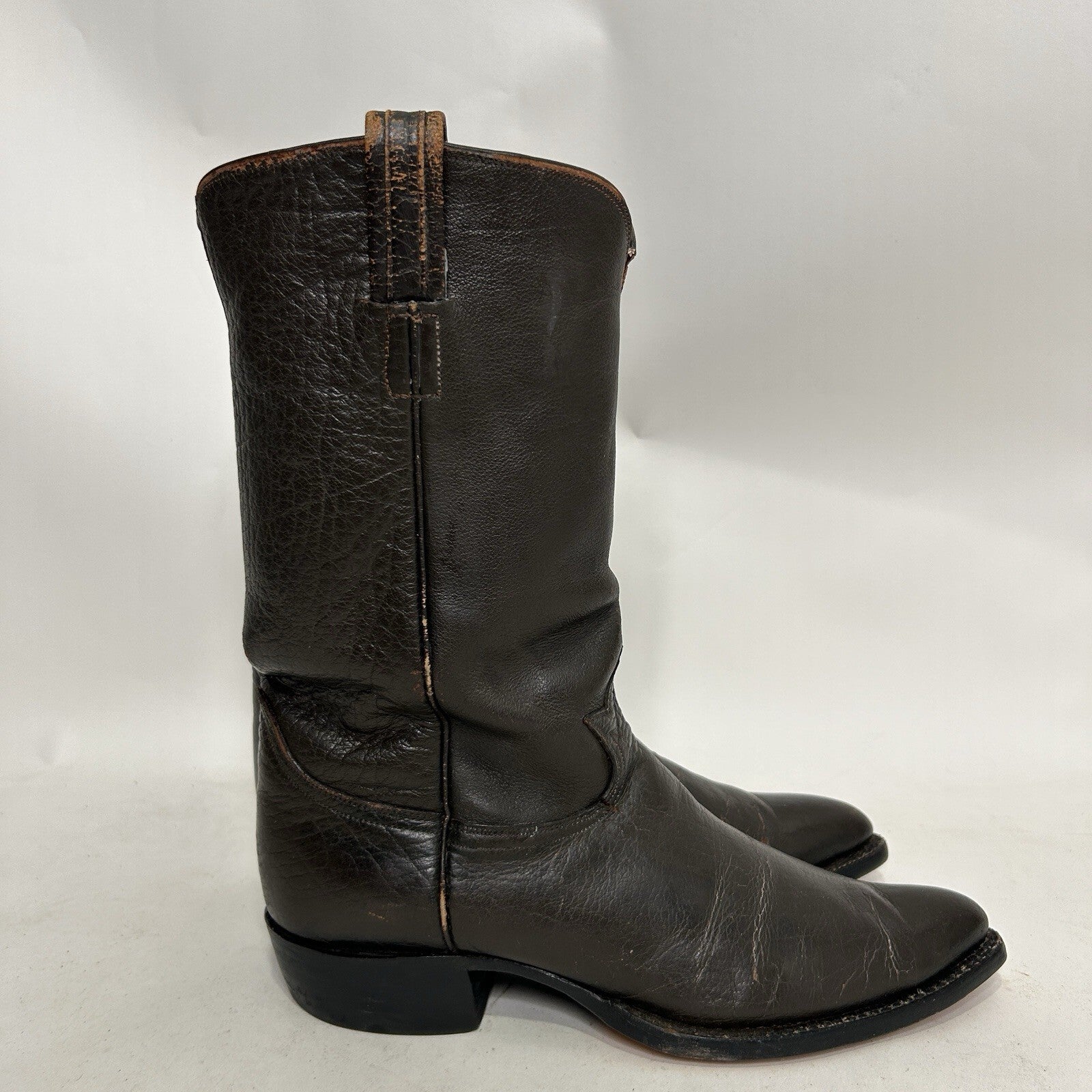 1960s Tony Lama Gold Label Exotic Water Buffalo Cowboy Boots “Espresso”