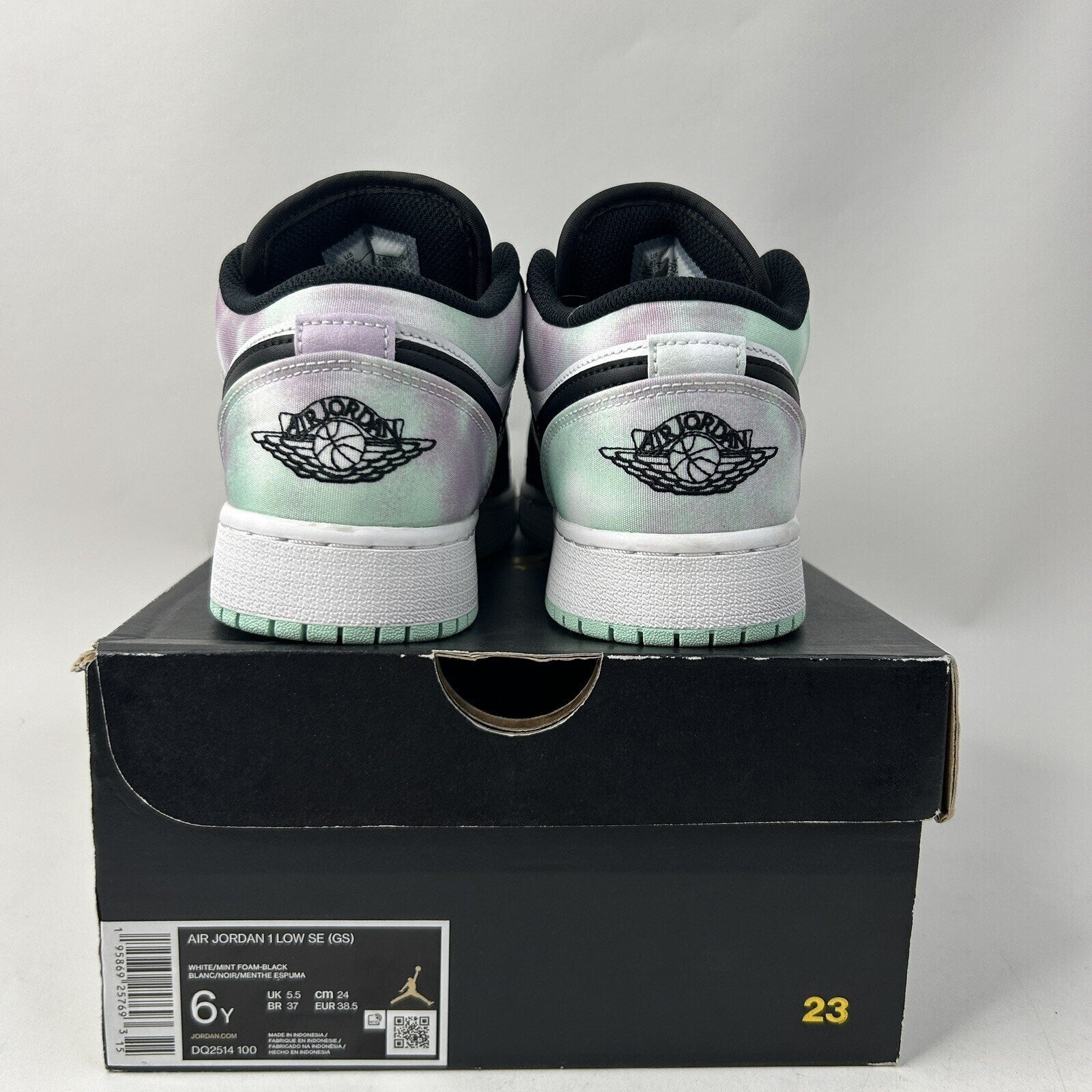 Nike Air Jordan Retro 1 Low GS SE “Easter Pastel/Tie-Dye' DQ2514-100 6Y Worn