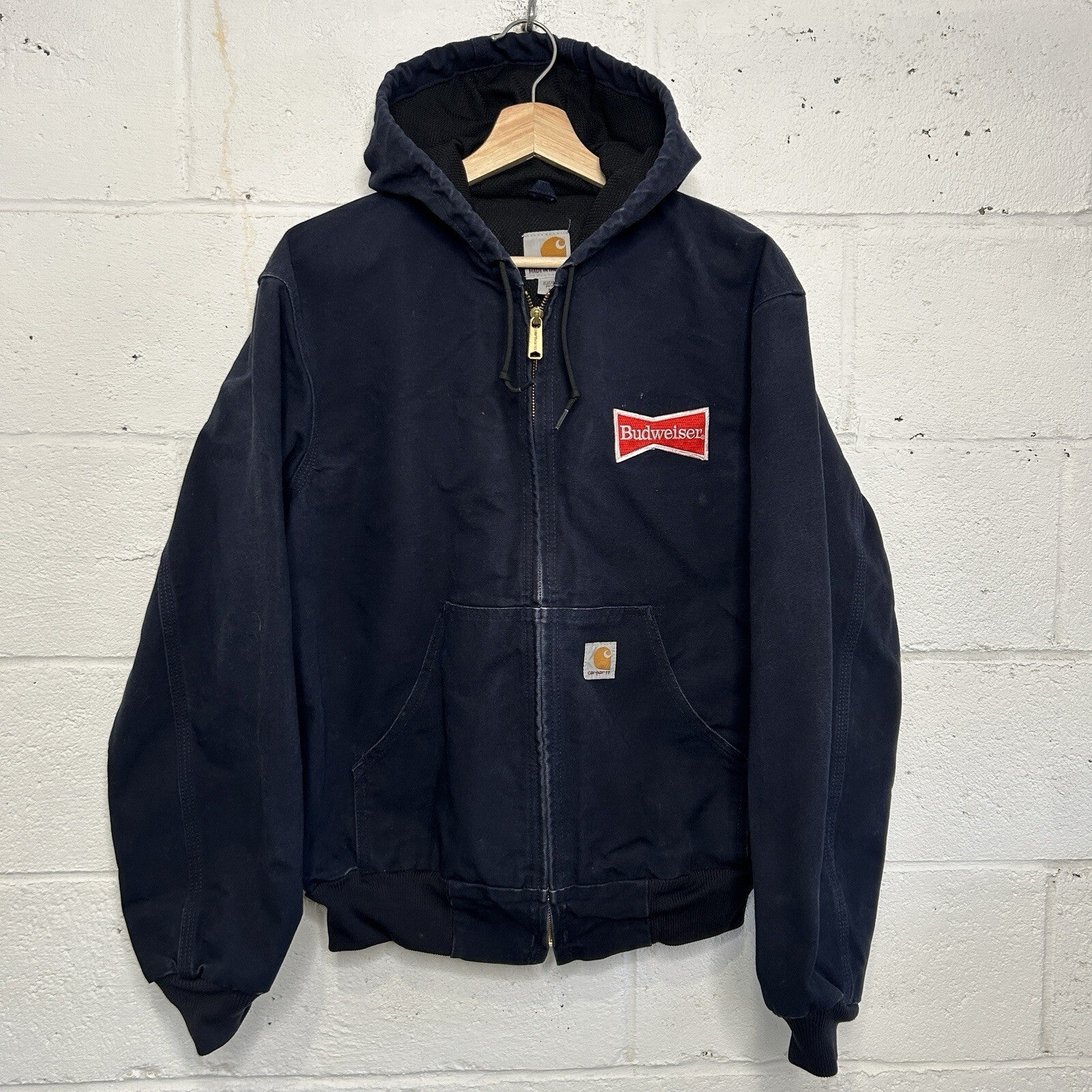 Carhartt Thermal Hooded Active Jacket “Dark Navy” Budweiser J131 DNY Men’s Small