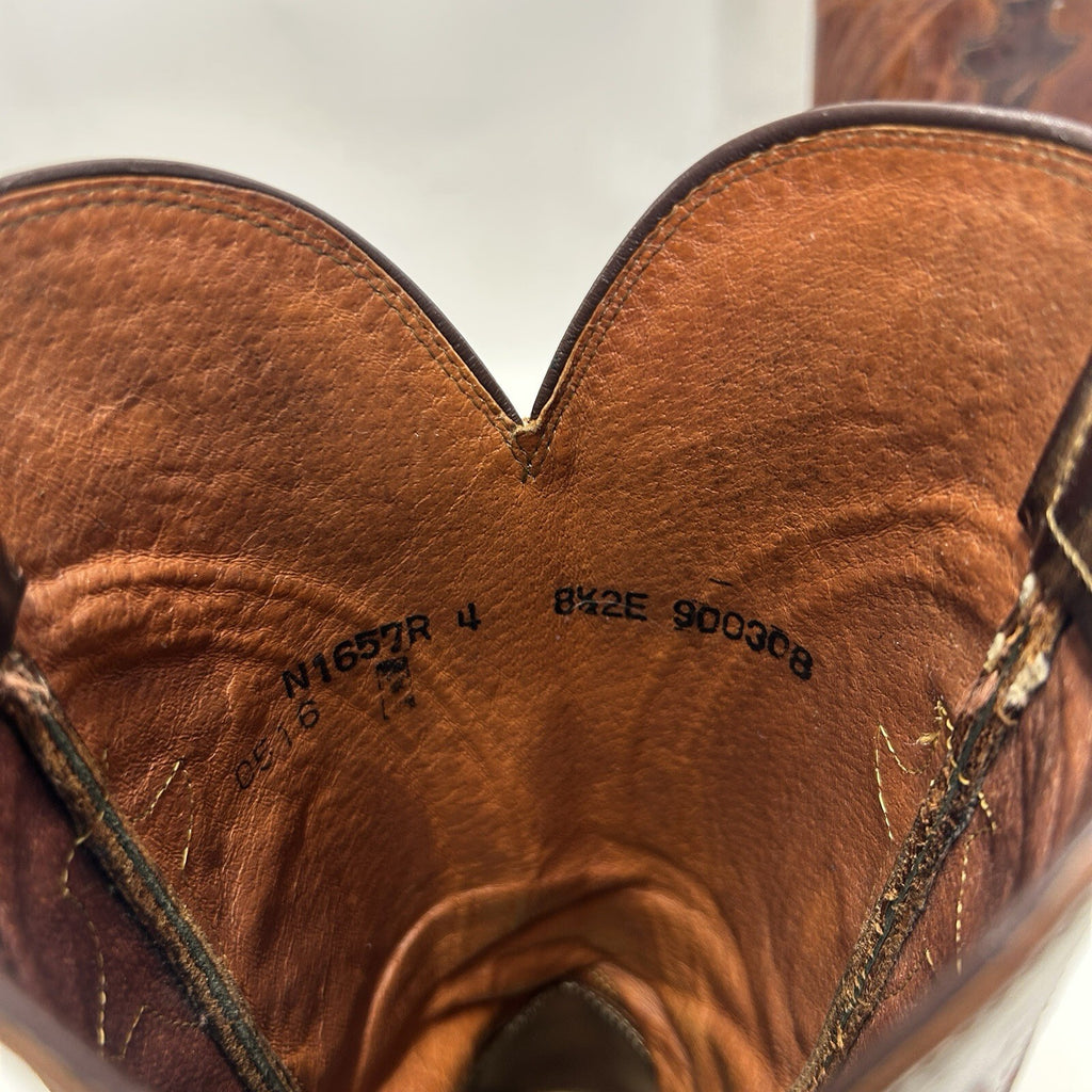 Vintage Lucchese Western Cowboy Boots Goat “Brown” Men’s 8.5EE Needs Repair